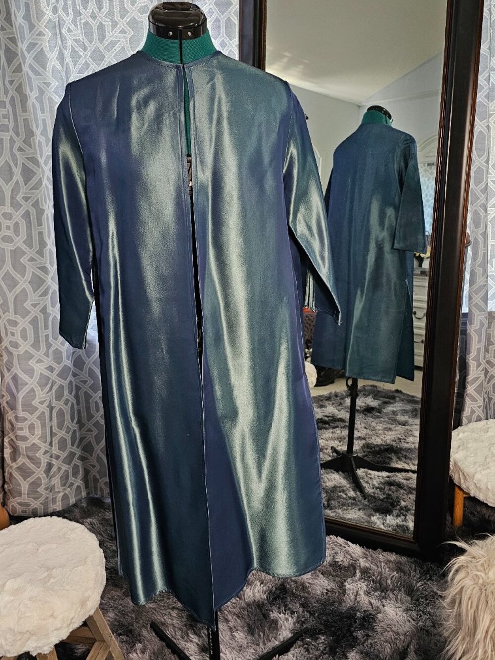 Kathlin Argiro Atelier Iridescent Open‑Front Evening Coat/Formal Duster, Size S
